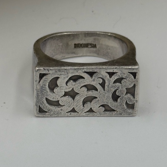 Signed Lois Hill Sterling Silver Heavy Filigree Square Ring 17.8 grams - Picture 7 of 9